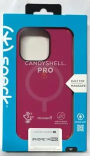Speck CandyShell Pro Magsafe Case for iPhone 14 Pro, Digital Pink/Energy Red