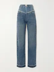 [Isabel Marant] Isabel Marant - Noemie Frayed Two-tone Jeans - Blue - FR 40 FR 40 Blue