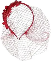 [Generic] Womens Fascinators Hat Bridal Wedding Veil Mesh Lace Headband Tea Party Headwear Fascinator Veil Headband