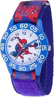[Marvel] Spider-Man Kids' Plastic Time Teacher Analog Quartz Nylon Strap Watch, Blue/Multi, Analog Spider-Man Watch