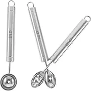 PAMINGONO 3Pcs Stainless Steel Melon Baller Scoop Ice Cream and Fruit Ball Maker for Desserts Easy Grip and Design for Cafes Restaurants and Home Use