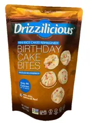 Drizzilicious Mini Rice Cakes Birthday Cake Bites, 4 Ounce, Kosher, Gluten Free