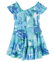 [Poupette St Barth Kids] Poupette St Barth Kids Soledad smocked printed dress Y 2 blue