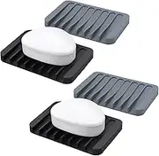 4Pcs Self Draining Soap Holder, Premium Silicone Soap Dish, Soap Saver, Easy Clean Kitchen Sink Silicone Sponge Holder Sponges,Keep Soap Bars Dry for Shower, Bathroom, Kitchen, Bath Tub