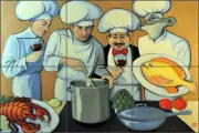 Chef Tile Backsplash Jann Harrison Kitchen Art Ceramic Mural JHA003