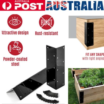 4 x Raised Bed Corner Brackets Metal Garden Vegetable Planter NEW