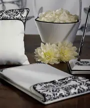 Love Bird Damask in Classic Black and White Wedding Guest Book