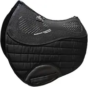 Rhinegold Silicone Top Interchangeable Saddle Pad - Pony Size - Black - Non-Slip Grip, Shock Absorbing, Memory Foam Inserts, Ventilated Spine, Adjustable Fit