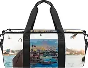 EGGDIOQ Man Hold A Picture Designed Travel Duffel Bag Luggage Tote Bag Gym Sports Bag for Man Women