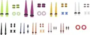 [Saluaqui] 50pcs Ear Stretching Kit Silicone Tunnels Acrylic Tapers Plugs 1.6 to 12mm Mixed Colors Ear Gauges Expander Set, Acrylic + silicone, no gemstone