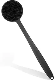 Dimeho Silicone Back Scrubber for Shower Exfoliating Shower Brush Bath Body Brush Long Handle Back Scrubber for Men Long Lasting Bath & Shower Accessories(Black