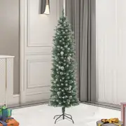 Slim Artificial Christmas Tree with Stand Green PVC Decoration Xmas Decor