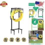 150 FT Garden Hose Holder - Upgraded Metal Design with Tool Hooks for Outdoors