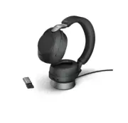 Jabra Evolve2 85 Stereo Wireless Headset (UC, USB-A) with Charging Stand - Black