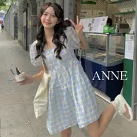 在飛比找蝦皮商城優惠-ANNE｜撞色格紋連身短裙【AD20236】格紋連身裙 短袖