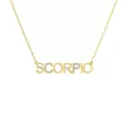 14K Yellow Gold Lab Grown Diamond Scorpio Zodic Necklace 18" Silver Cable Chain