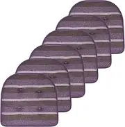 [Sweet Home Collection] Chair Cushion Memory Foam Pads Tufted Slip Non Skid Rubber Back U-Shaped 17" x 16" Seat Cover, 6 Count (Pack of 1), Bradford Purple