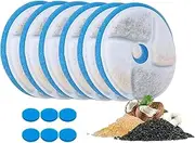 Baoduu Pack of 6 Cat Fountain Filters for WF190, Cat Drinking Fountain Replacement Filter with Resin & Activated Carbon, Sponge Filter and Small Sponge Pre-Filter