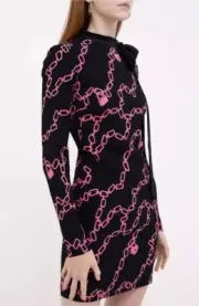 RED Valentino Black Chain And Padlock Mini Viscose Dress New With Tag Unworn