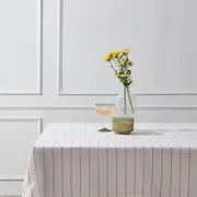 Rose Stripe - 100% French Flax Linen Tablecloth, Large - 140cm x 300cm / Rose Stripe