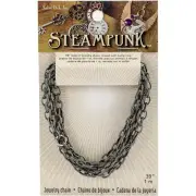 Solid Oak Steampunk Metal Chain 39"-Antique Silver Style A STEAM283