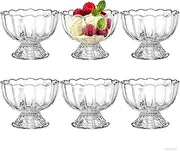 Lawei 6 Pack Glass Dessert Bowls - 4 Oz Glass Ice Cream Cups Mini Trifle Footed Dessert Bowls for Dessert, Sundae, Ice Cream, Salad, Cocktail, Condiment, Trifle