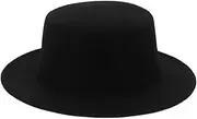 [LJJCSFF] Felt Church Hats Fedora Flat Top Hat Wide Brim Pork Pie Hat Derby Jazz Cap Trilby Bowler Panama Hats Floppy Wool Hats Black Boater Hat Women Men