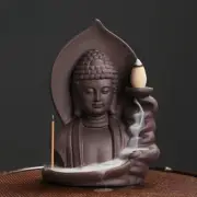 Backflow Incense Burner Auspicious Clouds Buddha Purple Clay Backflow Burner