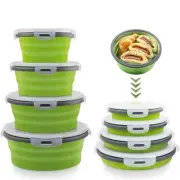 Collapsible Bowls with Lids, Space Saving Silicone Food Storage Containers fo...