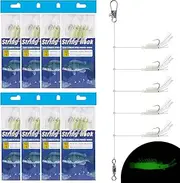 Fishing Shrimp Lure Rigs Kit 8 Packs Saltwater Fishing Bait Rigs Tackle Glow Shrimp String Hooks for Freshwater Saltwater
