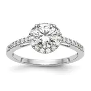 0.50ct. CZ Solid Real 14K White Gold Round Halo Engagement Ring