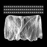 Halloween Spider Web,Creepy Halloween Artificial Spider Web | White Stretched Spider Web Halloween Decoration with 60 Fake Spiders, Glow-in-The-Dark Decor for Halloween Party
