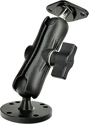 VAUBORTTI Aluminum 1-Inch Ball Mount with Diamond and Round Base, AMPS Hole Pattern for Car Boat Dash Mounting, Compatible with RAM B Size, for GPS Fish Finder Tablet Camera
