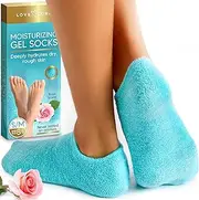 [LOVE, LORI] Premium Moisturizing Socks – Self Care Gifts for Women (Up to Size 8.5) Gel Silicone Aloe Foot Spa Sock Infused with Vitamin E & JoJoba Oil