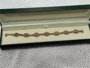 VTG SIGNED SOLDOR IRELAND GOLD PLATED CLADDAGH LINK BRACELET - NEW IN BOX