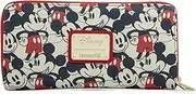 [Loungefly] Disney Mickey & Minnie Mouse Wallet Zip Around Clutch Faux Leather, Multicolor, Zippered Wallet