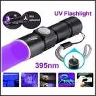 UV Rechargeable LED Flashlight 395 nm Inspection Lamp Torch USB Blacklight Light