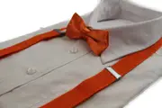 Boys Adjustable Orange 65Cm Suspenders & Matching Bow Tie Set