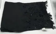 Armand Basi black wool beaded velvet sequined floral pattern fringes scarf NWT