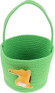 Small Dinosaur Woven Snack Basket Cute Cotton Rope Storage Crate for Shower Nursery Decor Diaper Organizer Room Storage Lightweight Portable