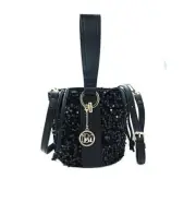 BADGLEY MISCHKA Black Sequin Bucket Bag Small (MINI) Size New Sealed