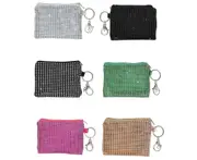 Fashionable Mini Coin Purse Keychain Wallet with Zipper Closure Perfect for Fashionistas and Party-Color-Black