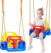 VEVOR 3-in-1 Toddler Swing Seat,90.8KG Weight Capacity Baby Swing Seat, with Adjustable Ropes and Snap Hooks, Snug & Secure Detachable Infants to Teens Kids Swing Seat, for Outdoor and Indoor