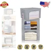 Multi-Purpose 66L Foldable Storage Bins with Metal Frame & Clear Window - 3 Pack