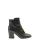 Pre-Loved Chloé Black Ankle Boots with Gold-Tone Front Logo