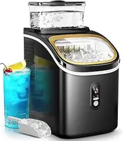 Kismile Ice Maker Countertop, Portable Ice Cube Maker Machine with 1.5L Detachable Water Tank, 33Lbs/Day, 16Pcs/5Mins, 24H Timer, Self-Cleaning Small Ice Maker, Ice Machine Maker for Home,Office,Party