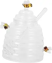 iplusmile Glass Dipper Honey Pot Syrup Container Dry Foods Simple Design Easy to Use Compact Space-saving for Daily Use Parties Festivals