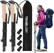 TREKOLOGY Trekking Poles - Adjustable Lightweight Hiking Sticks with EVA Foam Grip, Foldable Aluminium Walking Poles for Seniors, Men & Women, Collapsible Walking Sticks for Hiking & Travel, TREKZ XE