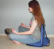 Blue Chair fold Yoga Meditation Vipassana Floor Bleacher Stadium Lower back supp