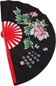 [WESIEVYA] Kung Fu Fan Chains Necklaces Chic Handbags Flexible End Caps Boot Garters Women's Hand Fan Thickened Hand Fans Fashionable Hand Fans Buttons Stocking Garters Plastic Red